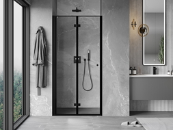 Mexen Mist-F porte de douche pliante gauche 100 cm, cadre noir, noir - 8A6-100-000-70-70-L