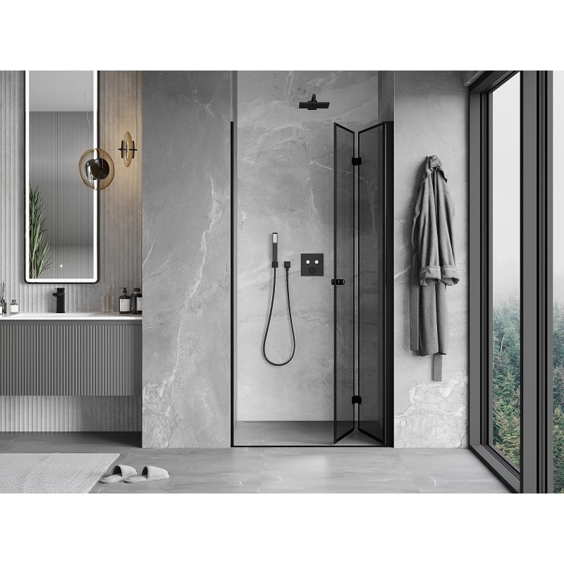 Mexen Mist-F vouwdeur voor douche rechts 120 cm, zwart frame, zwart - 8A6-120-000-70-70-P