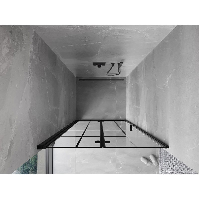 Mexen Mist-F πτυσσόμενη αριστερή πόρτα ντους 90 cm, μαύρο πλέγμα, μαύρη