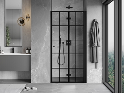 Mexen Mist-F porte de douche pliable droite 70 cm, quadrillage noir, noir - 8A6-070-000-70-77-P