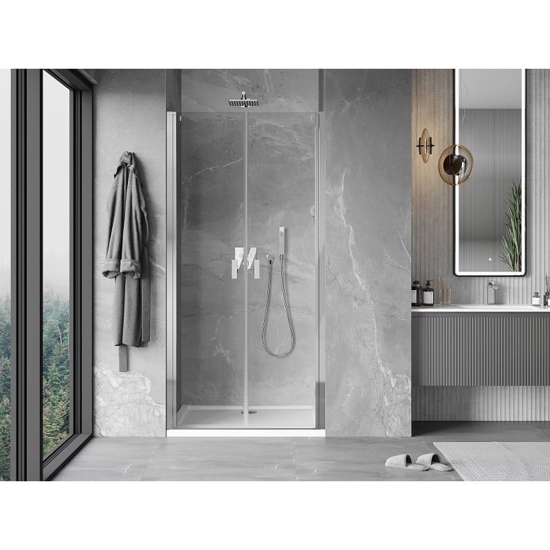Mexen Mist 75 cm pivot shower door, transparent, chrome - 8A7-075-000-01-00