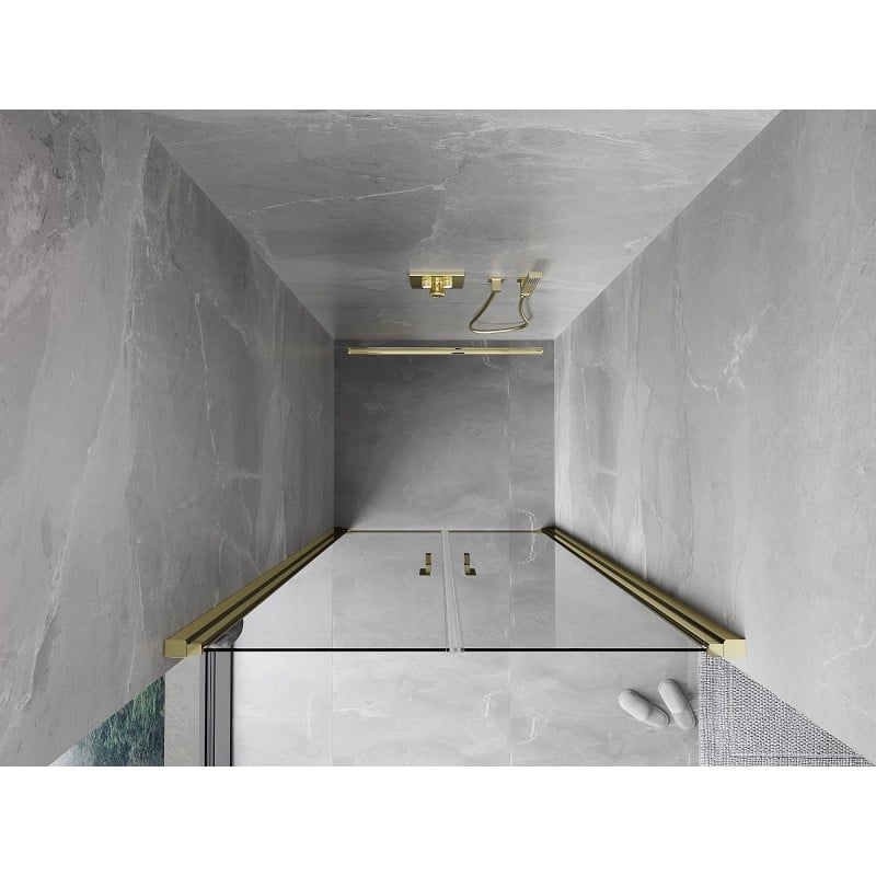 Mexen Mist 95 cm Hinged Shower Door, Transparent, Gold - 8A7-095-000-50-00