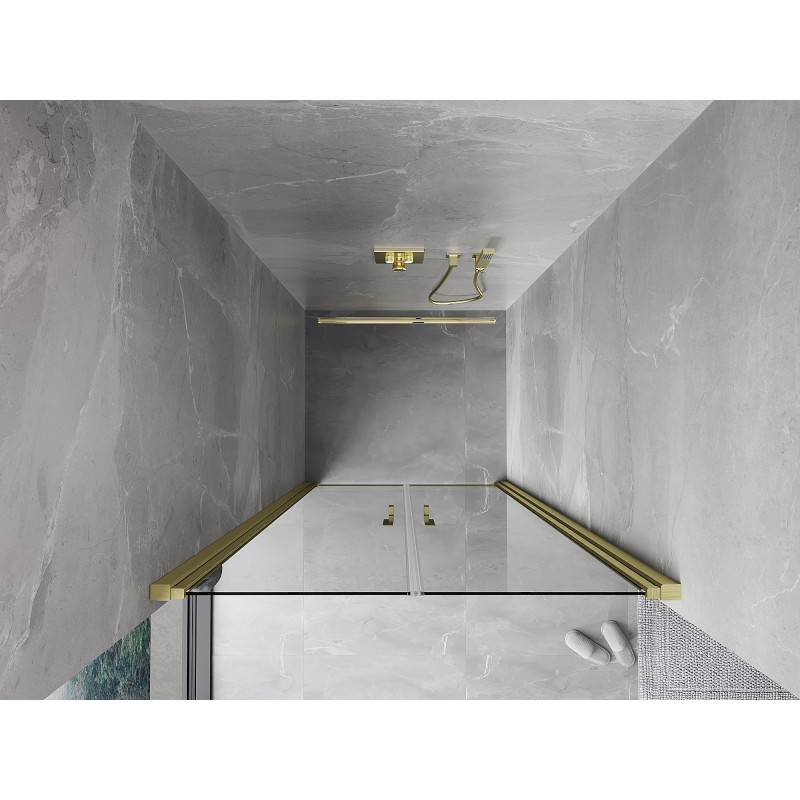 Mexen Mist okretna vrata tuša 90 cm, prozirna, zlatna brušena - 8A7-090-000-55-00
