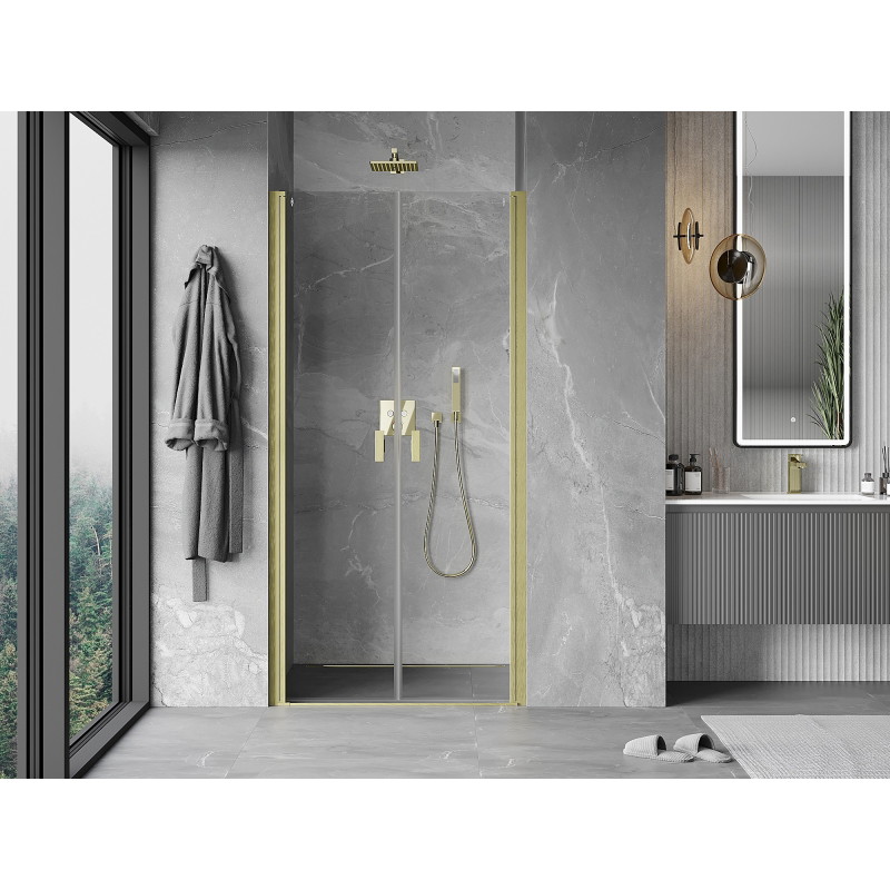 Mexen Mist okretna vrata tuša 90 cm, prozirna, zlatna brušena - 8A7-090-000-55-00