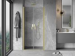 Mexen Mist 90 cm Pivot Shower Door, Transparent, Brushed Gold - 8A7-090-000-55-00