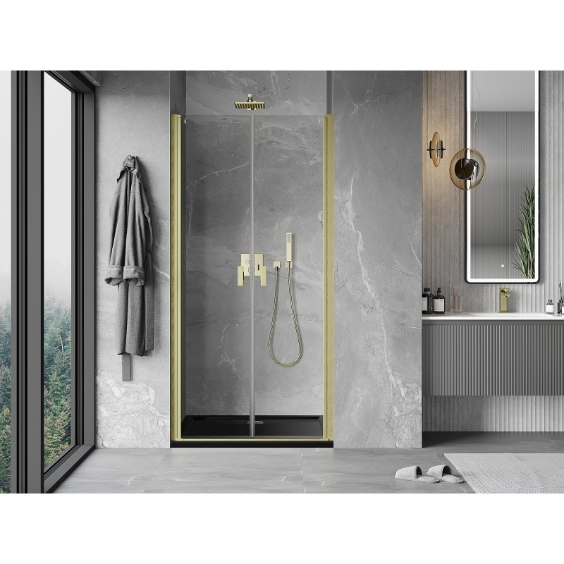 Mexen Mist okretna vrata tuša 90 cm, prozirna, zlatna brušena - 8A7-090-000-55-00