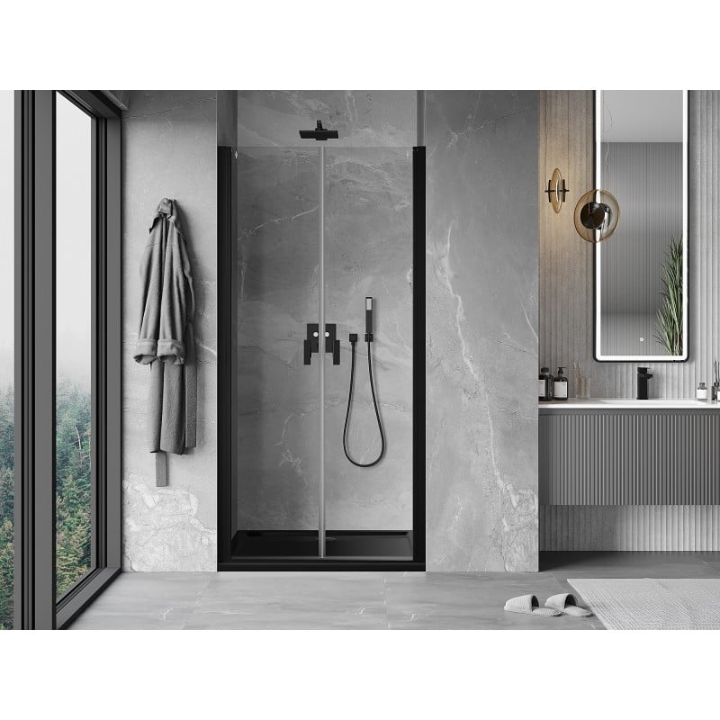 Mexen Mist porte de douche pivotante 100 cm, transparent, noir - 8A7-100-000-70-00