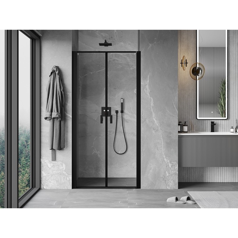 Mexen Mist drzwi prysznicowe uchylne 70 cm, czarna ramka, czarne - 8A7-070-000-70-70