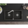 Mexen Mario fregadero de granito 2 compartimentos con grifo de cocina Rita, negro/metálico dorado - 6504-75-670300-00