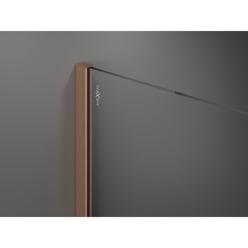 Mexen Kioto Duschwand Walk-in 110 x 200 cm, ombre schwarz 8 mm, gebürstetes Kupfer - 800-110-101-65-76