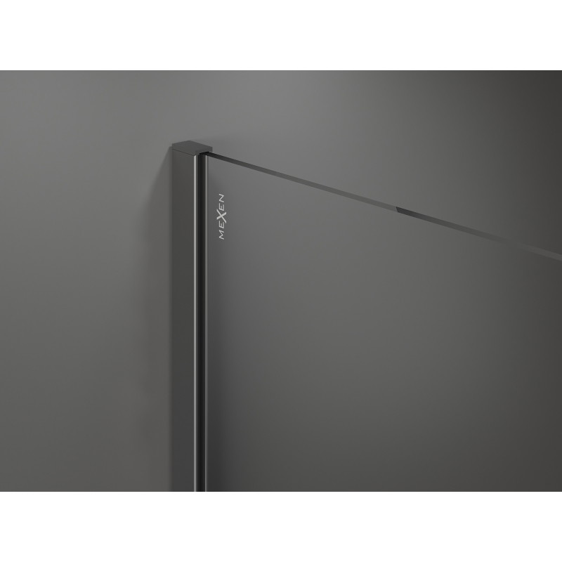 Mexen Kioto duša sienas Walk-in 120 x 200 cm, ombre melna 8 mm, pistoles metāls - 800-120-101-95-76