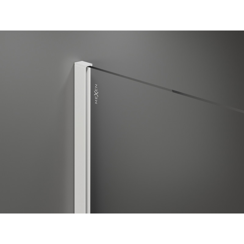 Mexen Kioto τοίχος ντους Walk-in 100 x 200 cm, λευκό ομπρέ 8 mm, λευκό - 800-100-101-20-86