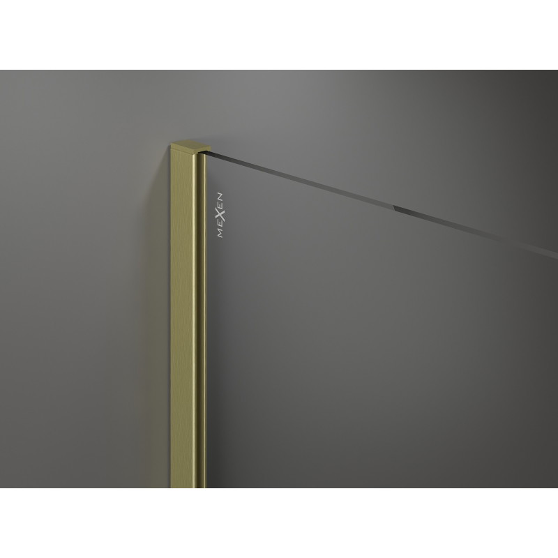 Mexen Kioto suihkuseinä Walk-in 130 x 200 cm, valkoinen ombre 8 mm, harjattu kulta - 800-130-101-55-86