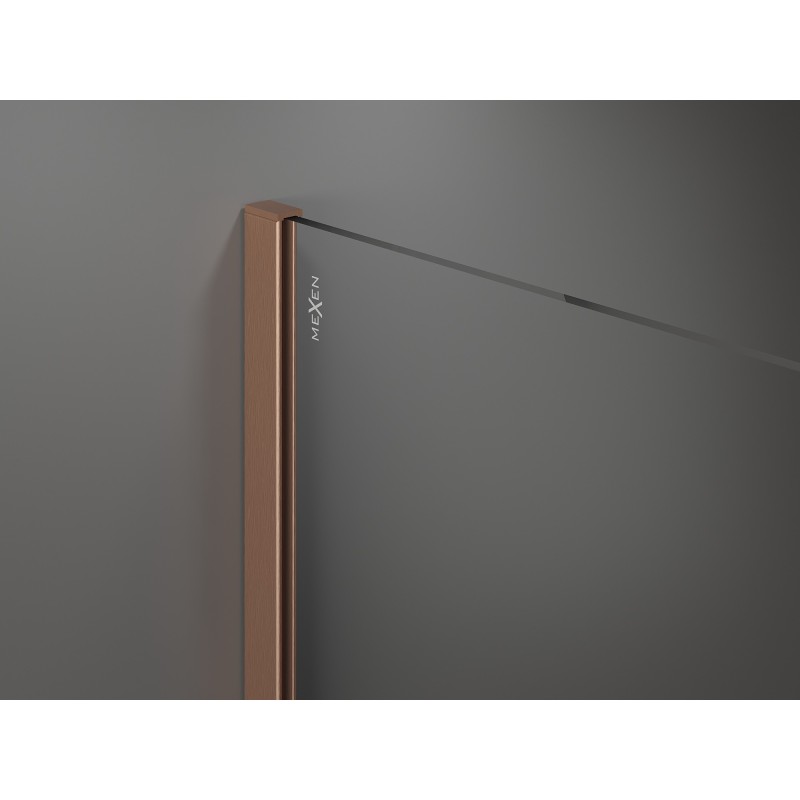 Mexen Kioto ścianka prysznicowa Walk-in 100 x 200 cm, ombre biała 8 mm, miedź szczotkowana - 800-100-101-65-86