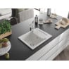 Mexen Enzo granite sink single bowl with drainer and Rita kitchen tap, white - 6506-20-670300-00