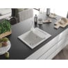 Mexen Enzo 1-bowl granite sink with drainer and Rita kitchen tap, white - 6506-20-670300-20
