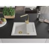 Mexen Enzo single-bowl granite sink with drainer and Rita kitchen tap, white - 6506-20-670300-50