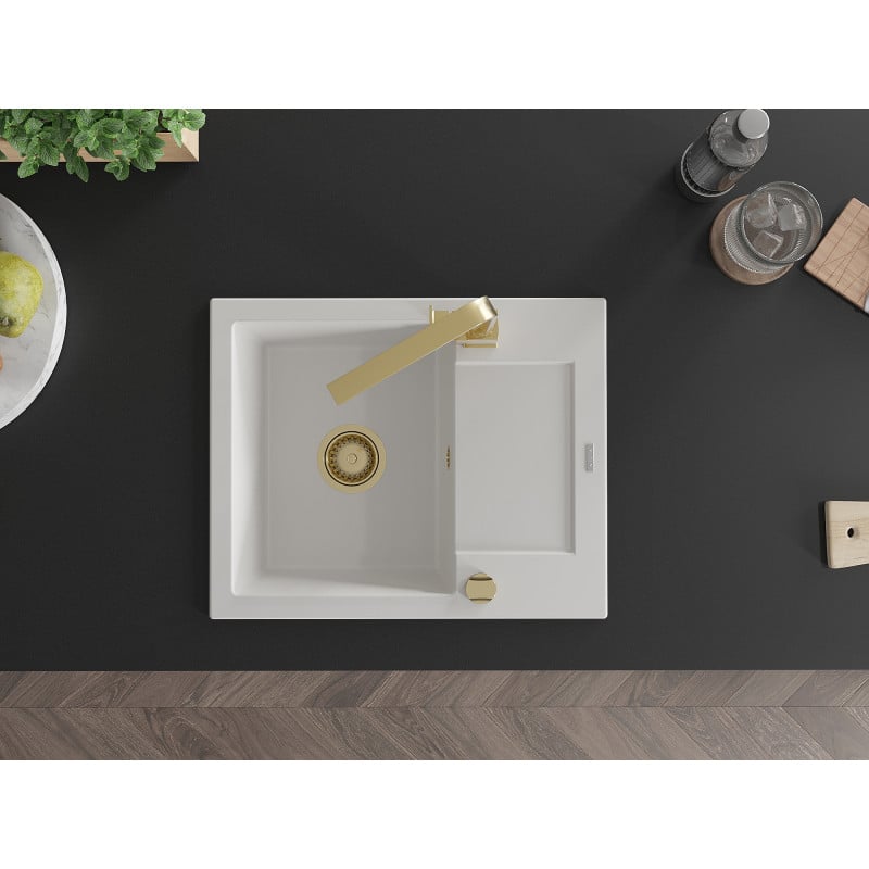 Mexen Enzo Graniittiallas 1-allas valutusalueella ja keittiöhanalla Rita, valkoinen - 6506-20-670300-50