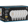 Mexen Vintis 6x Ampoule à filament LED E27, G80, 4W, Chaude - 2700K, 470 lm, claire - L155-E27-0427-00x06