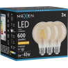 Mexen Vintis 3x LED filamentlampa E27, G80, 6W, Varm - 2200K, 600 lm, bärnsten - L155-E27-0622-50x03