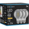 Mexen Vintis 3x LED-Filament-Glühbirne E27, G80, 6W, Warm - 2200K, 450 lm, Rauch - L155-E27-0622-70x03