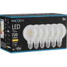 Mexen Vintis 6x Ampoule à filament LED E27, G80, 6W, Chaude - 2700K, 720 lm, claire - L155-E27-0627-00x06