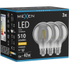 Mexen Vintis 3x LED filament žarnica E27, G80, 6W, Topla - 2700K, 510 lm, dima - L155-E27-0627-70x03