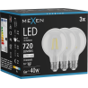 Mexen Vintis 3x LED-glödlampa filament E27, G80, 6W, Neutral - 4000K, 720 lm, klar - L155-E27-0640-00x03