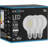 Mexen Vintis 3x LED kvēldiega spuldze E27, G80, 6W, Neitrāla - 4000K, 720 lm, caurspīdīga - L155-E27-0640-00x03