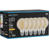 Mexen Vintis 6x żarówka filament LED E27, G80, 8W, Ciepła - 2200K, 750 lm, amber - L155-E27-0822-50x06
