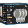 Mexen Vintis 3x Lampadina a filamento LED E27, G80, 8W, Calda - 2200K, 600 lm, fumé - L155-E27-0822-70x03