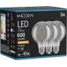 Mexen Vintis 3x Λαμπτήρας LED με νήμα E27, G80, 8W, Θερμό - 2200K, 600 lm, καπνιστό