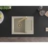 Mexen Enzo Granitspüle 1-Schüssel mit Abtropffläche und Küchenarmatur Rita, Beige - 6506-69-670300-50