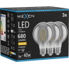 Mexen Vintis 3x filament žarnica LED E27, G80, 8W, Topla - 2700K, 680 lm, dimljena - L155-E27-0827-70x03