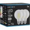 Mexen Vintis 3x LED filamentlampa E27, G80, 10W, Neutral - 4000K, 1320 lm, klar - L155-E27-1040-00x03
