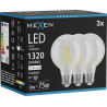 Mexen Vintis 3x LED pavediena spuldze E27, G80, 10W, Neitrāla - 4000K, 1320 lm, caurspīdīga - L155-E27-1040-00x03