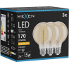 Mexen Vintis 3x hõõgniidi spiraaliga LED-pirn E27, G80, 2W, soe - 2200K, 170 lm, merevaik - L165-E27-0222-50x03