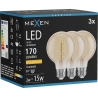 Mexen Vintis 3x Vītni LED spuldze spirāle E27, G80, 2W, Silta - 2200K, 170 lm, dzintara - L165-E27-0222-50x03