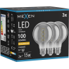 Mexen Vintis 3x Ampoule filament spirale LED E27, G80, 2W, Chaud - 2200K, 100 lm, fumé - L165-E27-0222-70x03
