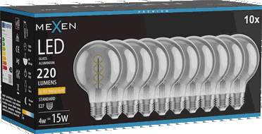 Mexen Vintis 10x Spuldze ar spuldzes spirāli LED E27, G80, 4W, Silta - 2200K, 220 lm, dūmu - L165-E27-0422-70x10