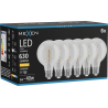 Mexen Vintis 6x LED spuldze spirālveida kvēldiegs E27, G80, 6W, Silta - 2700K, 630 lm, caurspīdīga - L165-E27-0627-00x06