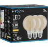 Mexen Vintis 3x Ledus diega spirāles spuldze E27, G80, 6W, Silta - 2700K, 530 lm, dzintara - L165-E27-0627-50x03