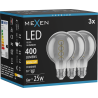 Mexen Vintis 3x żarówka filament spirala LED E27, G80, 6W, Ciepła - 2700K, 400 lm, smoke - L165-E27-0627-70x03