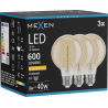 Mexen Vintis 3x żarówka filament spirala LED E27, G80, 8W, Ciepła - 2200K, 600 lm, amber - L165-E27-0822-50x03
