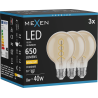 Mexen Vintis 3x Glödlampa filament spiral LED E27, G80, 8W, Varm - 2700K, 650 lm, amber - L165-E27-0827-50x03