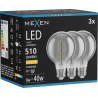 Mexen Vintis 3x Spuldze ar kvēldiegu spirāli LED E27, G80, 8W, Silta - 2700K, 510 lm, dūmakains - L165-E27-0827-70x03