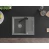 Mexen Enzo Granite Sink 1-Bowl with Drainer and Rita Kitchen Tap, Grey - 6506-71-670300-70