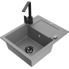 Mexen Enzo fregadero de granito de 1 cubeta con escurridor y grifo de cocina Rita, gris - 6506-71-670300-70-B