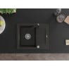 Mexen Enzo granitische spoelbak 1-kamer met afdruiprek en keukenmengkraan Rita, zwart/goud metallic - 6506-75-670300-70
