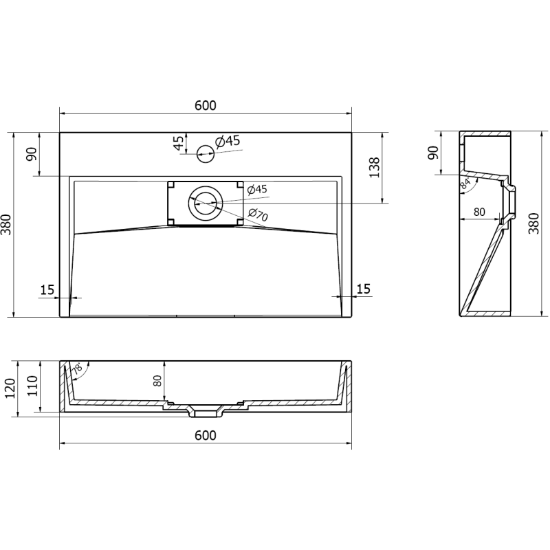 Mexen Ava lavabo de comptoir en conglomérat 1/O 60 x 38 cm, blanc - 23016001